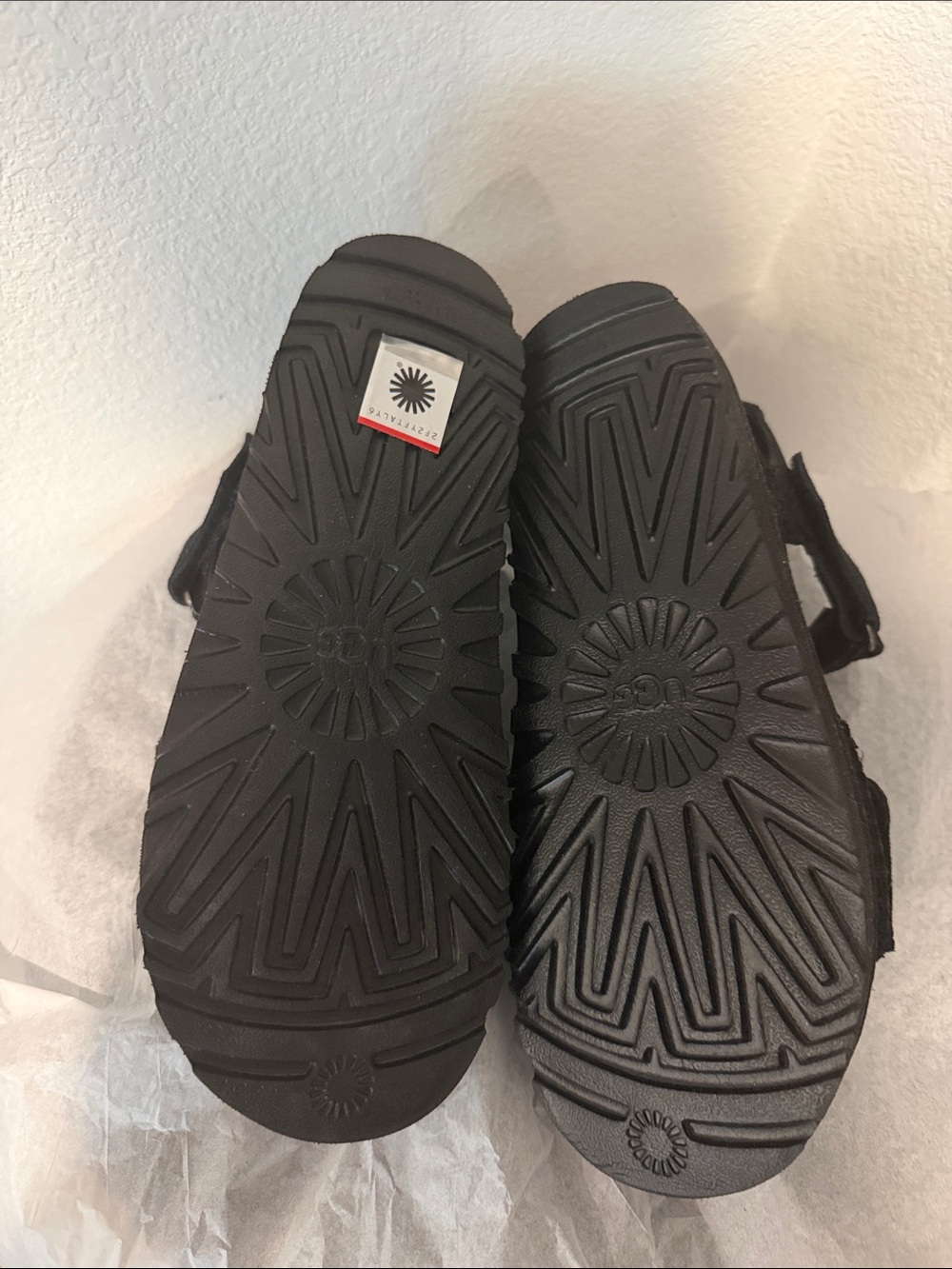 UGG Goldenstar Black Velcro Strap Suede and Leather Sandal - Picture 8 of 10
